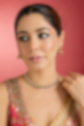 Gold Finish Multi-Colored Stone Temple Choker Necklace Set by Swabhimann Jewellery at Pernia's Pop Up Shop