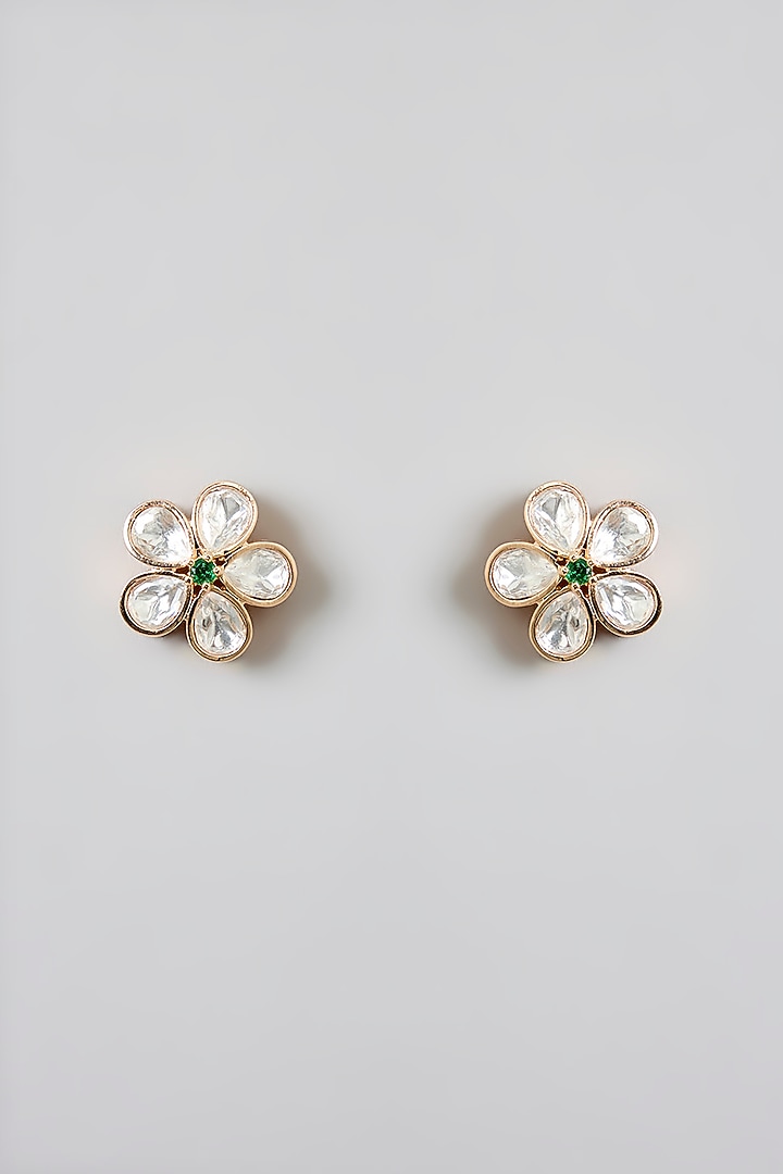 Rose Gold Finish Kundan Polki Necklace Set by Swabhimann Jewellery at Pernia's Pop Up Shop