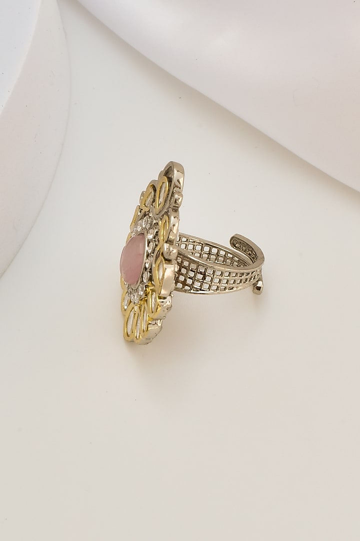 Gold Finish Kundan Polki Ring by Swabhimann Jewellery at Pernia's Pop Up Shop