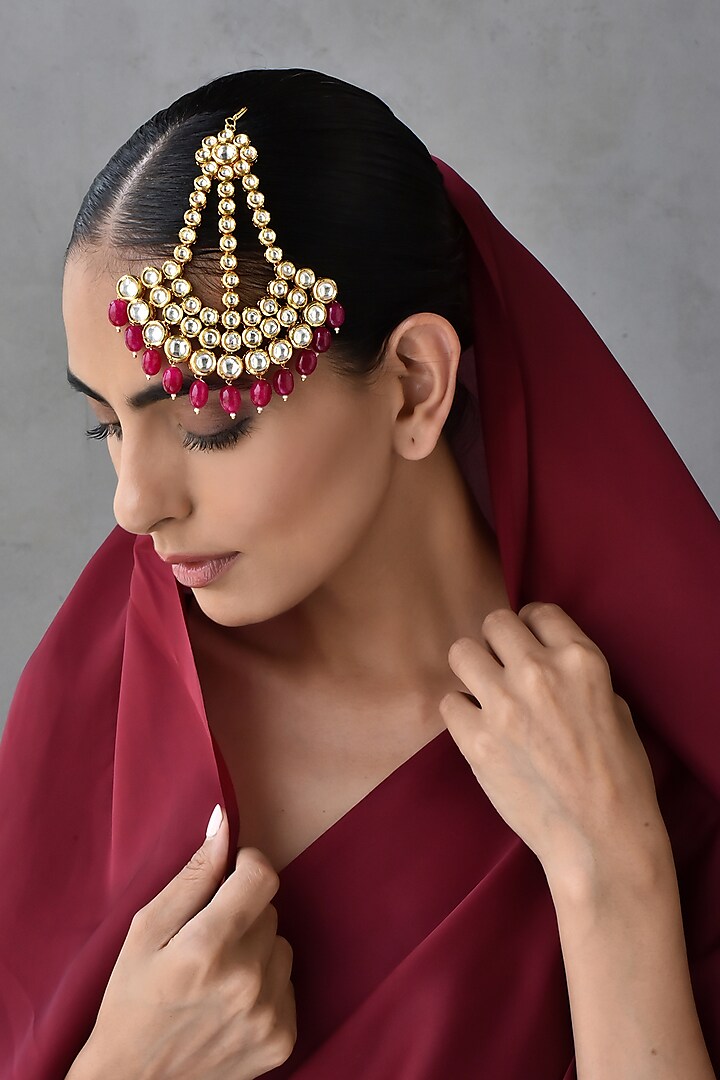 Gold Finish Kundan Polki Pasa by Swabhimann Jewellery at Pernia's Pop Up Shop