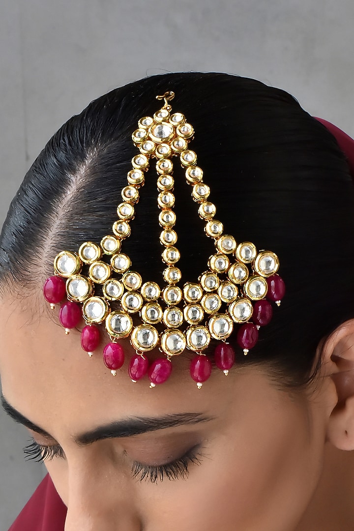 Gold Finish Kundan Polki Pasa by Swabhimann Jewellery at Pernia's Pop Up Shop
