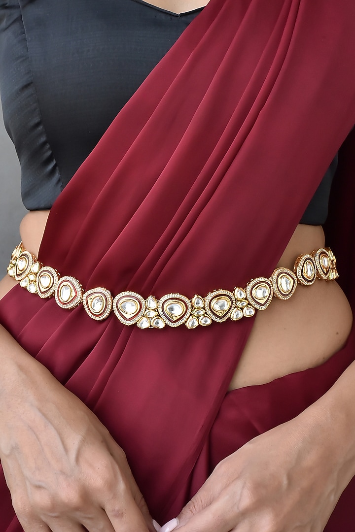 Gold Finish Kundan Polki Kamarband by Swabhimann Jewellery at Pernia's Pop Up Shop