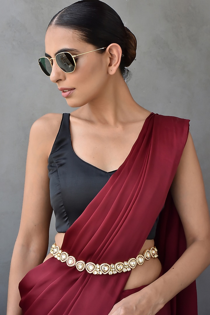 Gold Finish Kundan Polki Kamarband by Swabhimann Jewellery at Pernia's Pop Up Shop