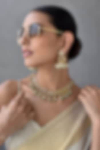 Gold Finish Kundan Polki & Jadau Necklace Set by Swabhimann Jewellery at Pernia's Pop Up Shop