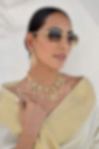 Gold Finish Kundan Polki & Jadau Necklace Set by Swabhimann Jewellery at Pernia's Pop Up Shop