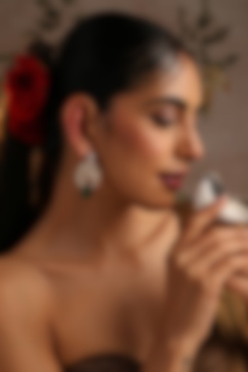 Gold Finish Green Kundan Polki Dangler Earrings by Swabhimann Jewellery at Pernia's Pop Up Shop