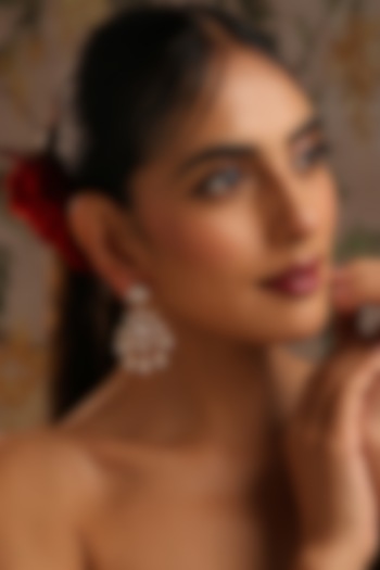 Rose Gold Finish Red Kundan Polki Dangler Earrings by Swabhimann Jewellery at Pernia's Pop Up Shop