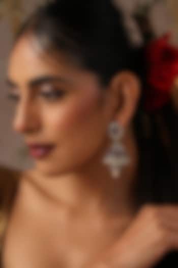 Gold Finish Red Kundan Polki Jhumka Earrings by Swabhimann Jewellery at Pernia's Pop Up Shop
