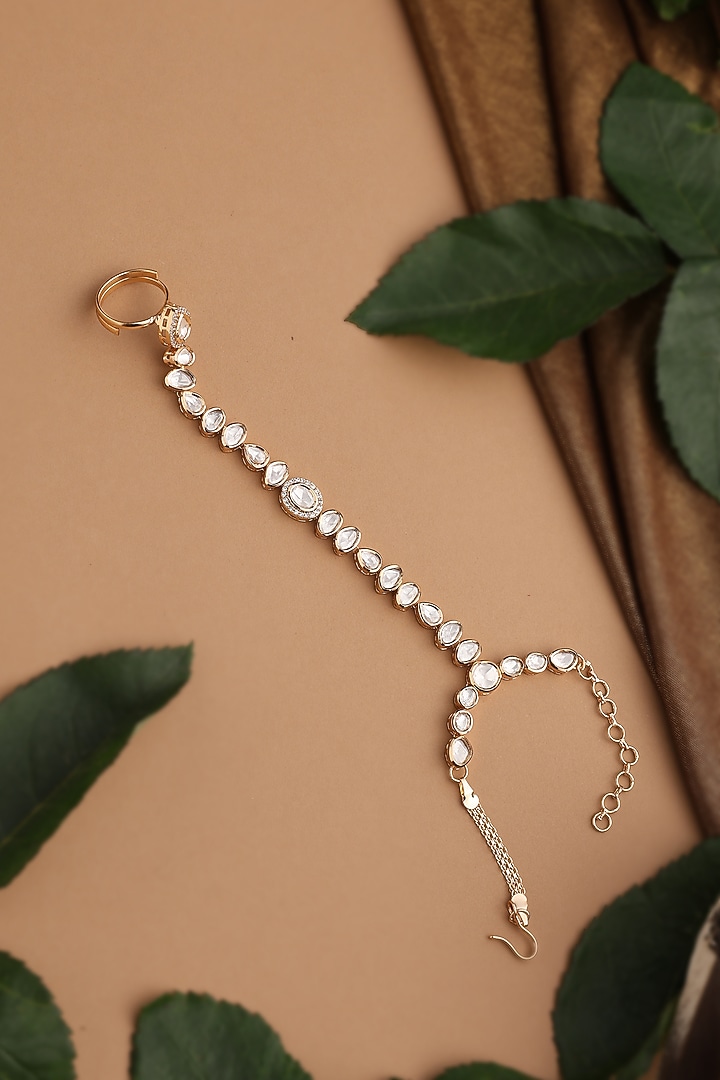 Rose Gold Finish Kundan Polki Hathphool by Swabhimann Jewellery at Pernia's Pop Up Shop