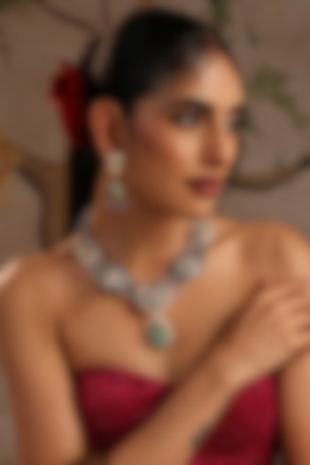 White Finish Multi-Colored Kundan Polki Hasli Necklace Set by Swabhimann Jewellery at Pernia's Pop Up Shop