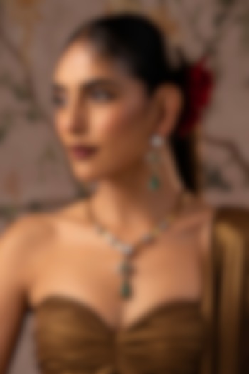 Gold Finish Green Kundan Polki Hasli Necklace Set by Swabhimann Jewellery at Pernia's Pop Up Shop