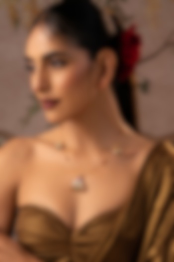 Gold Finish Multi-Colored Kundan Polki Pendant Necklace Set by Swabhimann Jewellery at Pernia's Pop Up Shop