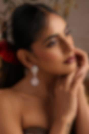 Rose Gold Finish Rose Quartz Kundan Polki Dangler Earrings by Swabhimann Jewellery at Pernia's Pop Up Shop