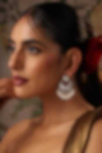 Gold Finish Green Kundan Polki Chandbali Earrings by Swabhimann Jewellery at Pernia's Pop Up Shop