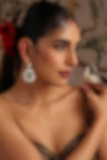 Gold Finish Mint Kundan Polki Dangler Earrings by Swabhimann Jewellery at Pernia's Pop Up Shop
