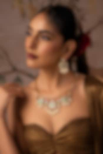 Gold Finish Multi-Colored Kundan Polki Jadau Necklace Set by Swabhimann Jewellery at Pernia's Pop Up Shop