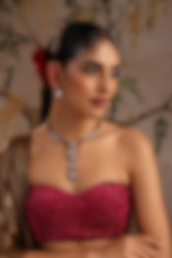 White Finish Red Kundan Polki Long Necklace Set by Swabhimann Jewellery at Pernia's Pop Up Shop