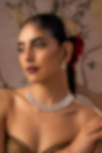 Rose Gold Finish Kundan Polki Necklace Set by Swabhimann Jewellery at Pernia's Pop Up Shop