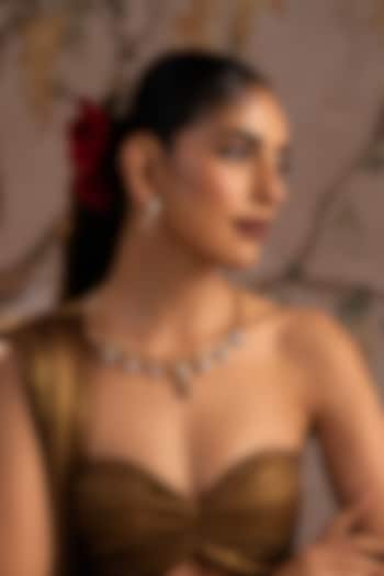 Gold Finish Ruby Red Kundan Polki Hasli Necklace Set by Swabhimann Jewellery at Pernia's Pop Up Shop