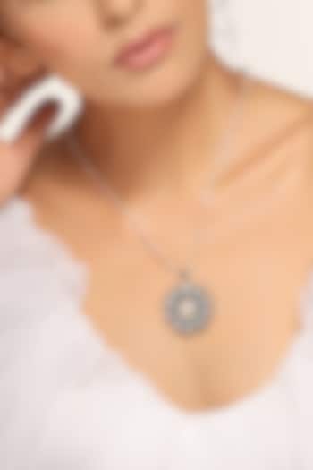 Black Rhodium Finish Grey Kundan Polki Pendant Necklace by Swabhimann Jewellery at Pernia's Pop Up Shop