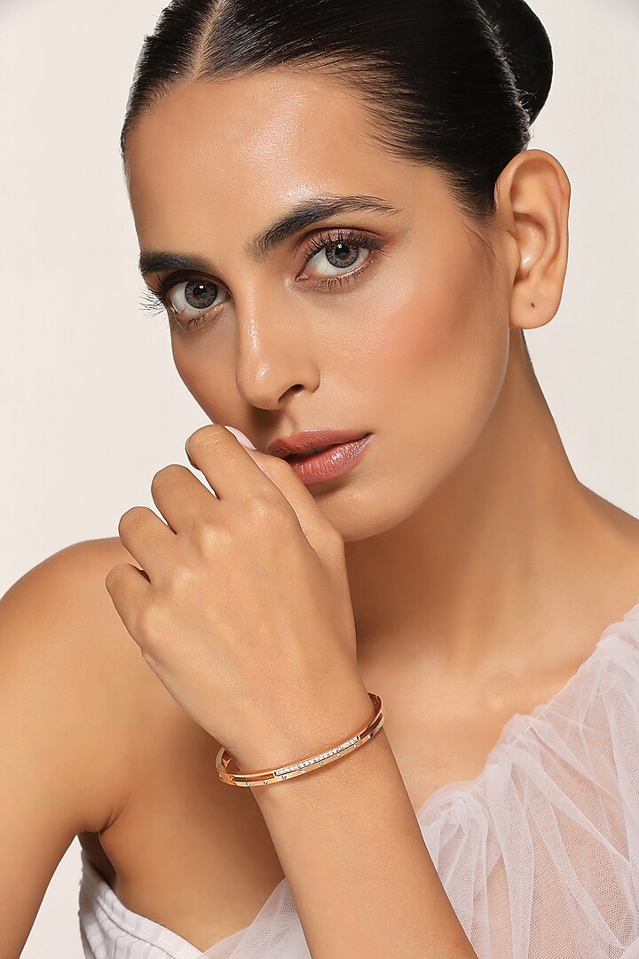 Rose Gold Finish Zirconia Bracelet by Swabhimann Jewellery at Pernia's Pop Up Shop