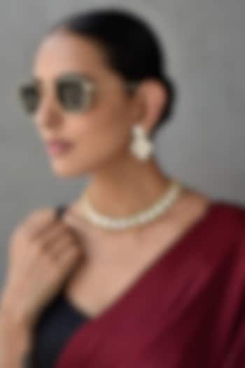 Gold Finish Kundan Polki Necklace Set by Swabhimann Jewellery at Pernia's Pop Up Shop