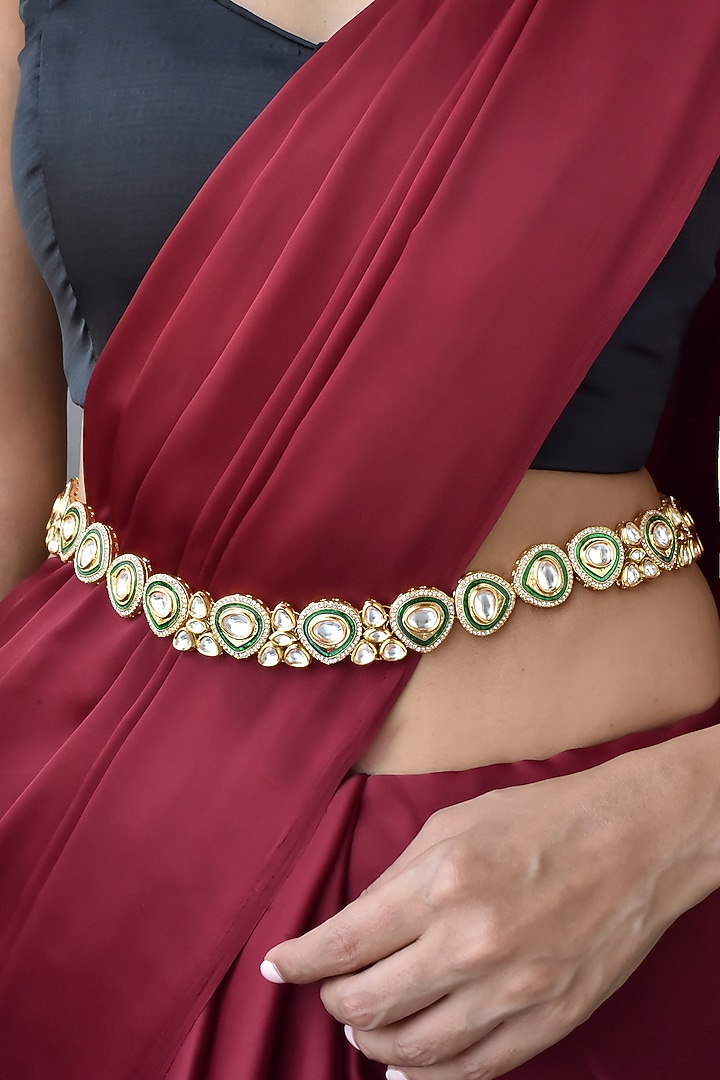Gold Finish Kundan Polki Kamarband by Swabhimann Jewellery at Pernia's Pop Up Shop