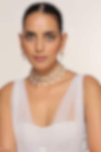 Gold Finish Kundan Polki Choker Necklace Set by Swabhimann Jewellery at Pernia's Pop Up Shop