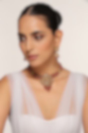 Gold Finish Temple Necklace Set by Swabhimann Jewellery at Pernia's Pop Up Shop