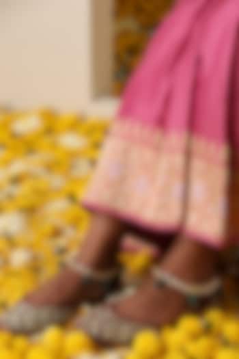 Gold Finish Green Kundan Polki Handcrafted Anklets by Swabhimann Jewellery at Pernia's Pop Up Shop