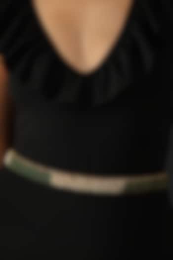 Gold Finish Green & White Handcrafted Waist Belt by Swabhimann Jewellery at Pernia's Pop Up Shop