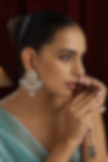 White Finish Multi-Colored Kundan Polki Chandbali Earrings by Swabhimann Jewellery at Pernia's Pop Up Shop