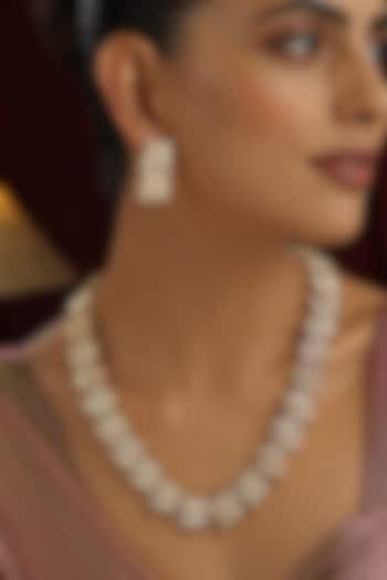 Gold Finish Kundan Polki Handmade Long Necklace Set by Swabhimann Jewellery at Pernia's Pop Up Shop