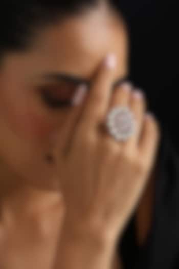 Rose Gold Finish Multi-Colored Kundan Polki Adjustable Ring by Swabhimann Jewellery at Pernia's Pop Up Shop