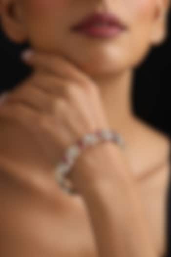 Rose Gold Finish Red Kundan Polki Kada by Swabhimann Jewellery at Pernia's Pop Up Shop