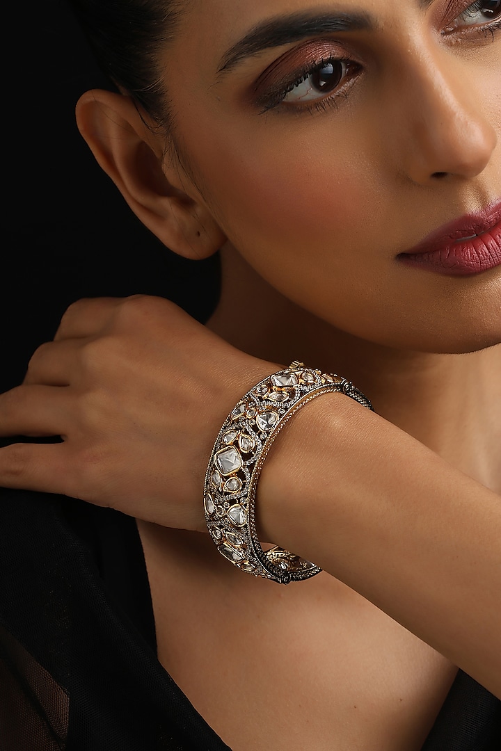 Gold Finish Kundan Polki Kada by Swabhimann Jewellery at Pernia's Pop Up Shop