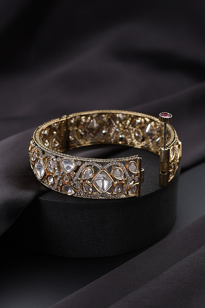 Gold Finish Kundan Polki Kada by Swabhimann Jewellery at Pernia's Pop Up Shop