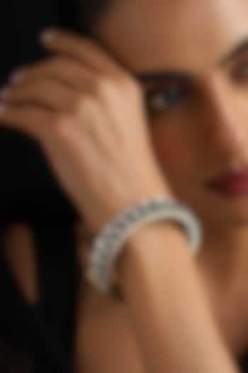 Gold Finish Green Kundan Polki Kada by Swabhimann Jewellery at Pernia's Pop Up Shop