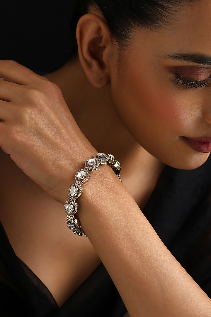 Gold Finish Kundan Polki Kada by Swabhimann Jewellery at Pernia's Pop Up Shop