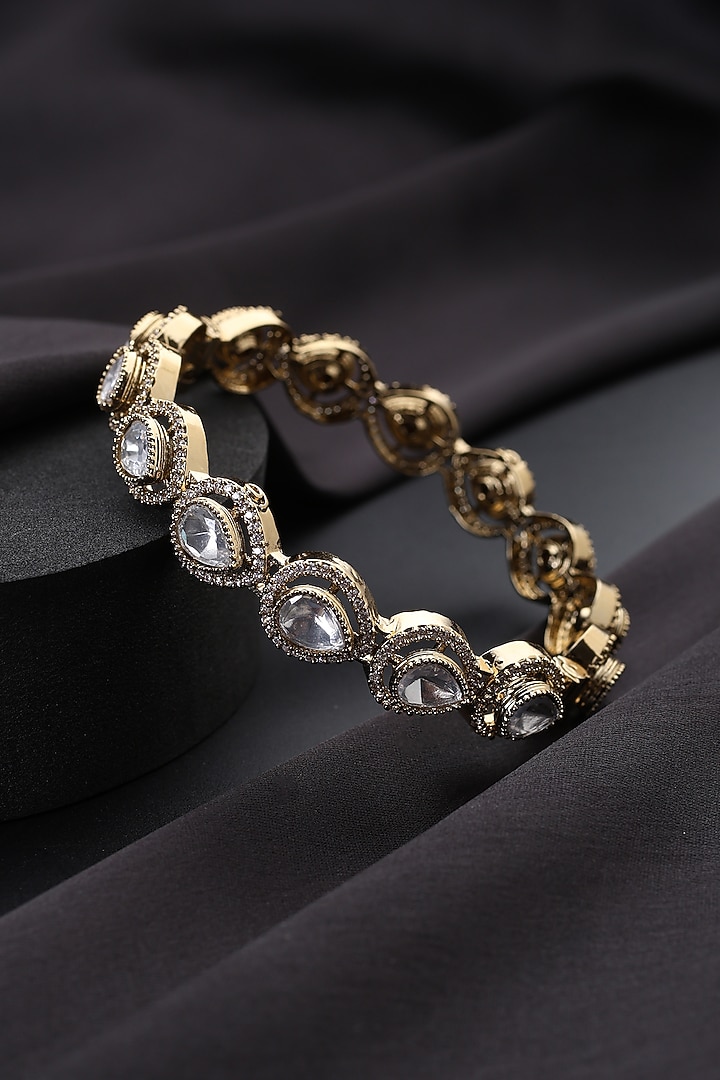 Gold Finish Kundan Polki Kada by Swabhimann Jewellery at Pernia's Pop Up Shop