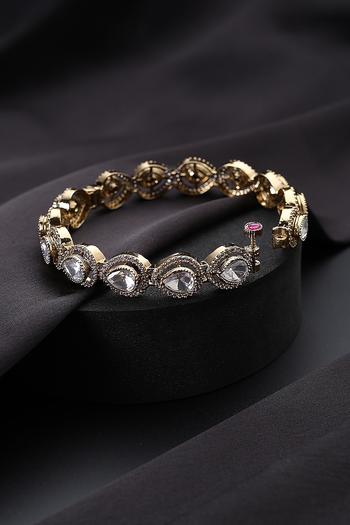Gold Finish Kundan Polki Kada by Swabhimann Jewellery at Pernia's Pop Up Shop