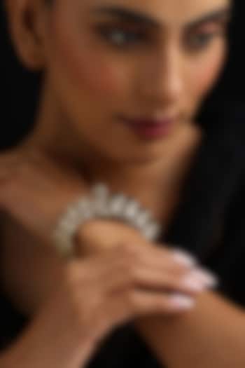 Gold Finish Green Kundan Polki Kada by Swabhimann Jewellery at Pernia's Pop Up Shop