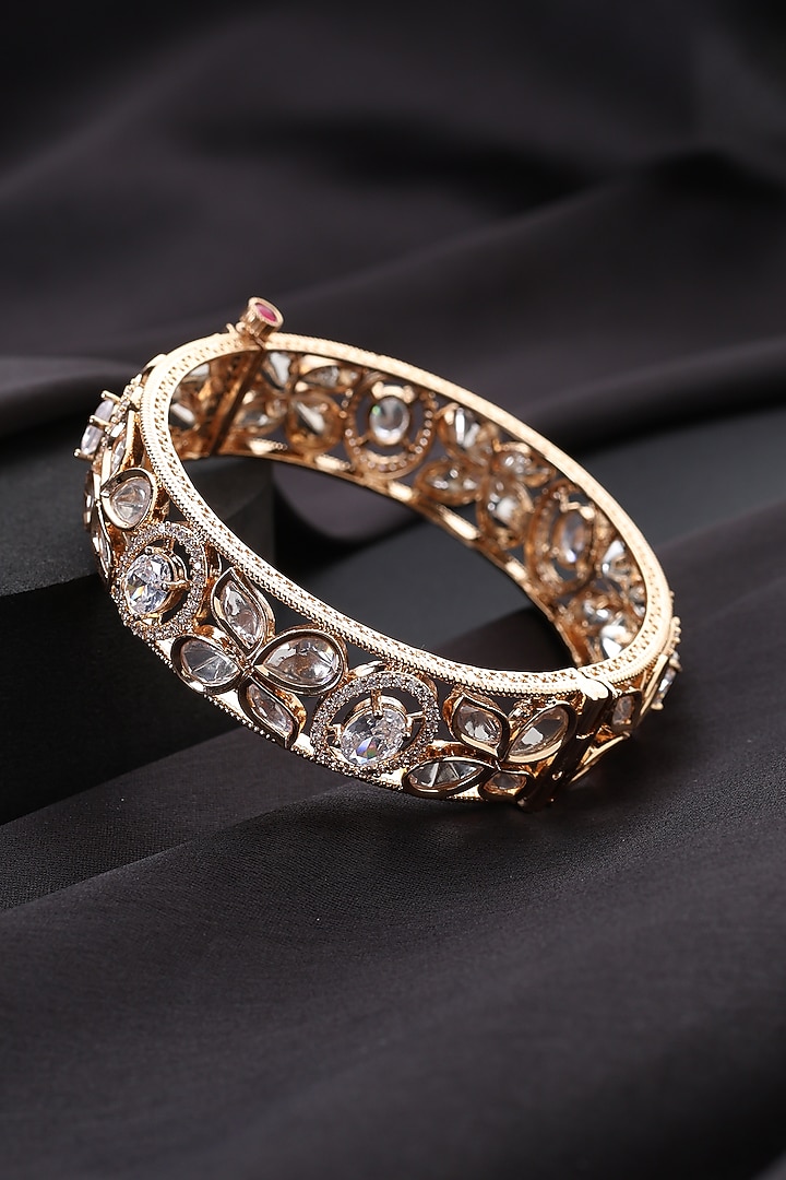 Gold Finish Kundan Polki Kada by Swabhimann Jewellery at Pernia's Pop Up Shop