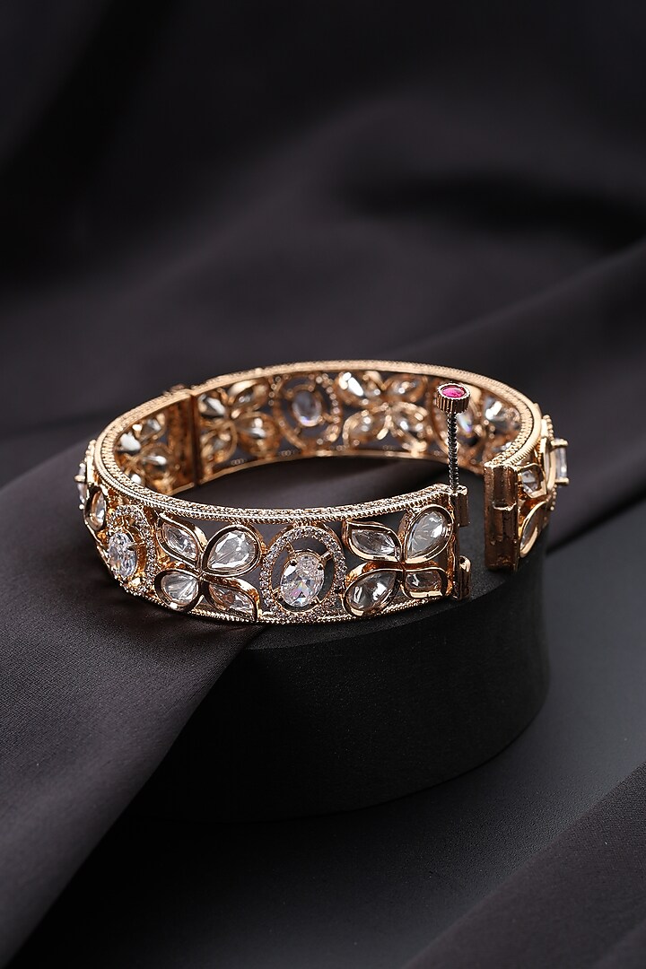Gold Finish Kundan Polki Kada by Swabhimann Jewellery at Pernia's Pop Up Shop