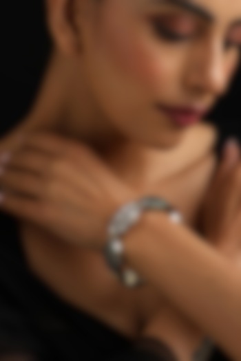 Gold Finish Green Kundan Polki Kada by Swabhimann Jewellery at Pernia's Pop Up Shop