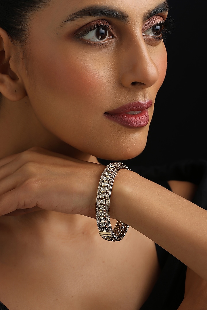 Gold Finish Kundan Polki Kada by Swabhimann Jewellery at Pernia's Pop Up Shop