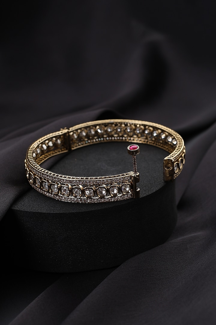 Gold Finish Kundan Polki Kada by Swabhimann Jewellery at Pernia's Pop Up Shop