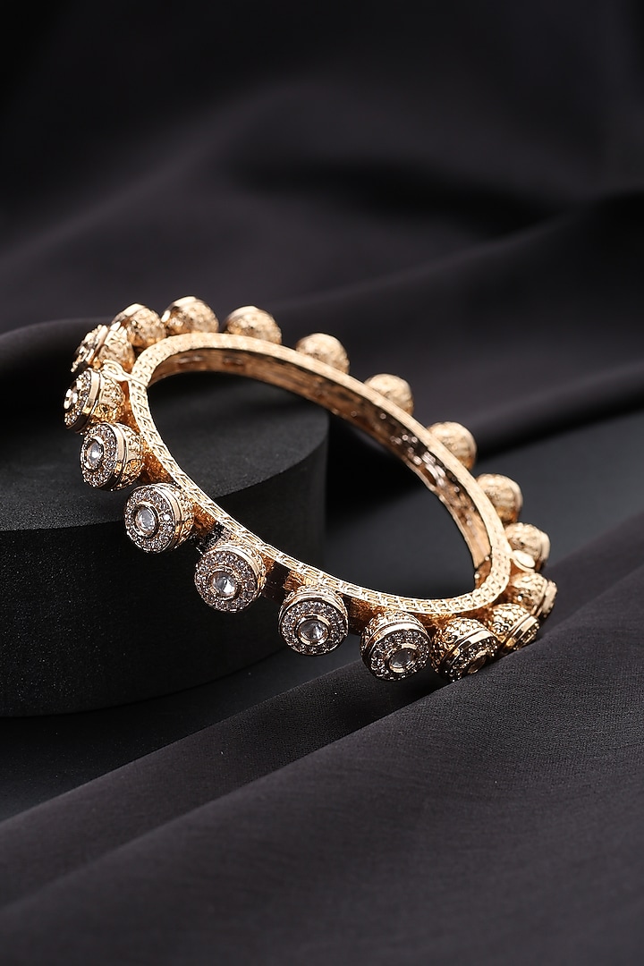 Rose Gold Finish Kundan Polki Pacheli Kada by Swabhimann Jewellery at Pernia's Pop Up Shop