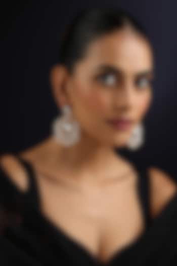 Rose Gold Finish Green Kundan Polki Handmade Chandbali Earrings by Swabhimann Jewellery at Pernia's Pop Up Shop