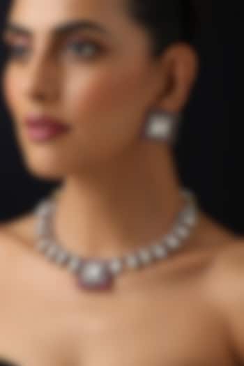 Gold Finish Ruby Kundan Polki Hasli Necklace Set by Swabhimann Jewellery at Pernia's Pop Up Shop